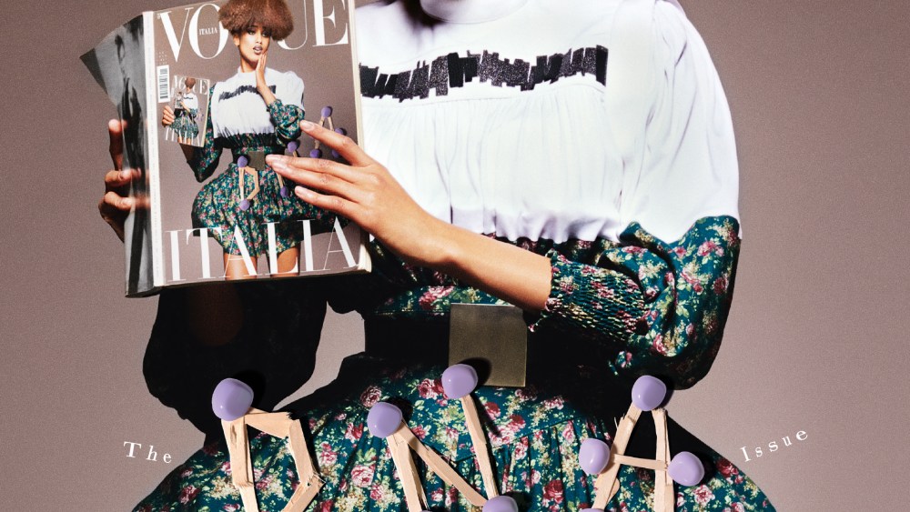 Imaan Hammam fronts the cover of Vogue Italia's July issue.