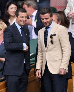 Bear Grylls and David Beckham in the Royal Box on Centre CourtWimbledon Tennis Championships, Day 11, The All England Lawn Tennis and Croquet Club, London, UK - 12 Jul 2019