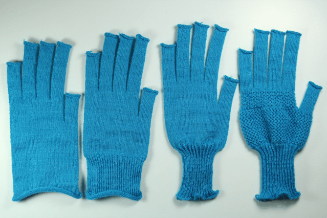 gloves knitted on MIT machine