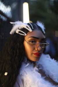 A street style look from Afropunk, 2019.