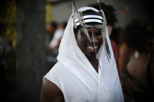 A street style look from Afropunk, 2019.