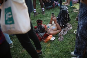 A street style look from Afropunk, 2019.