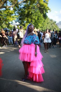 A street style look from Afropunk, 2019.