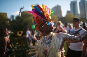 A street style look from Afropunk, 2019.