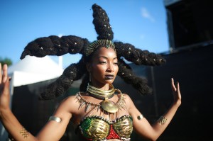 A street style look from Afropunk, 2019.