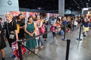 Festivalgoers line up for freebies and a look inside Sally Beauty's booth