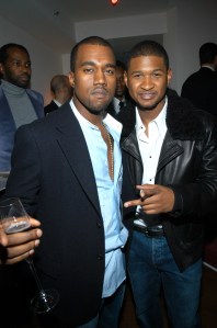 Kanye West (L) and Usher attend Yves Saint Laurent's Stefano Pilati dinner at Trump Park Avenue.YSL Stefano Pilati Dinner, New York