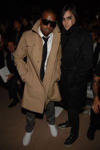 Kanye West (L) and actor Jared Leto attend Marc Jacobs' spring 2007 runway show at the New York State Armory.Marc Jacobs Spring 2007, New York