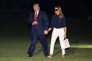 Donald Trump, Melania Trump. President Donald Trump and first lady Melania Trump walk from Marine One to the White House, as they return from attending the G-7 summit in Biarritz, FranceTrump, Washington, USA - 26 Aug 2019