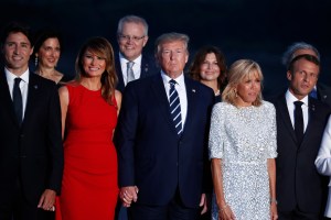 (front L-R) Canadian Prime Minister Justin Trudeau, US first lady Melania Trump, US President Donald J. Trump, French first lady Brigitte Macron, French President Emmanuel Macron pose for the family photo during the G7 summit at Casino in Biarritz, France, 25 August 2019. The G7 Summit runs from 24 to 26 August in Biarritz.
G7 Summit Biarritz in France, Bayonne - 25 Aug 2019