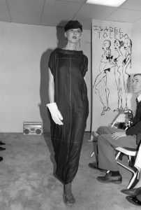 Calf-length dress with boat-neck collar at the Isabel Toledo Spring 1986 show in New York.