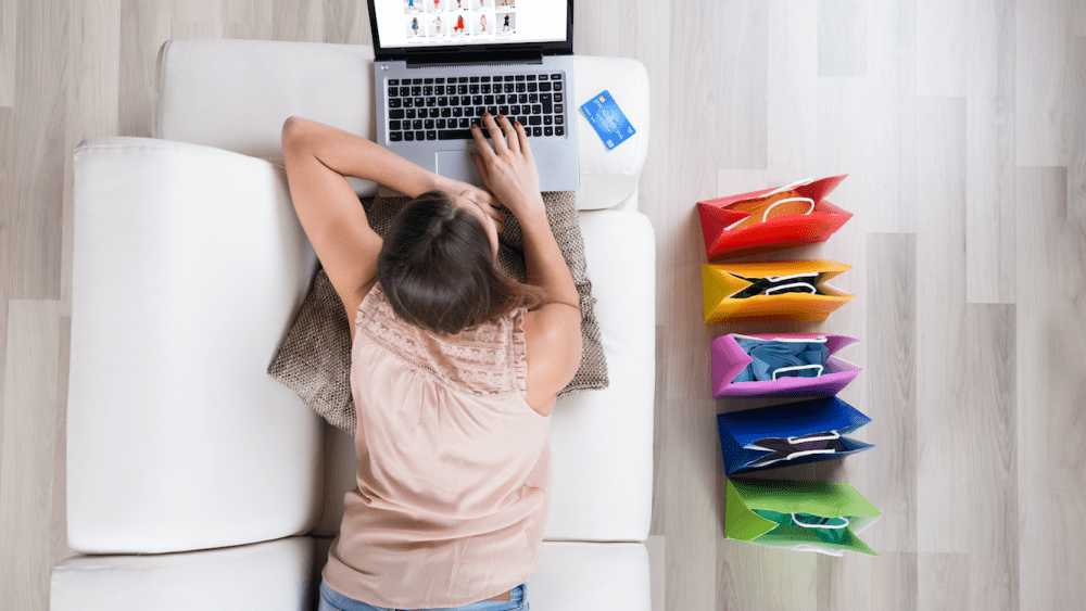 Woman online shopping