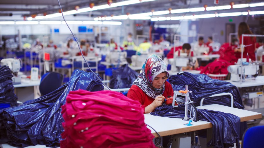 Textile cloth factory working process tailoring workers equipment