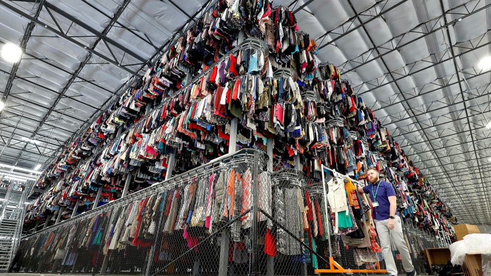 Thousands of garments are stored on a three-tiered conveyor system at the ThredUp sorting facility in Phoenix. Charitable organizations like Goodwill have cited how Marie Kondo's popular Netflix series, "Tidying up with Marie Kondo" has led to a surge of donations. And sites like OfferUp and thredUP also note an uptick in the number of items being sent to them for saleOn The Money Decluttering Tips, Phoenix, USA - 10 Mar 2019