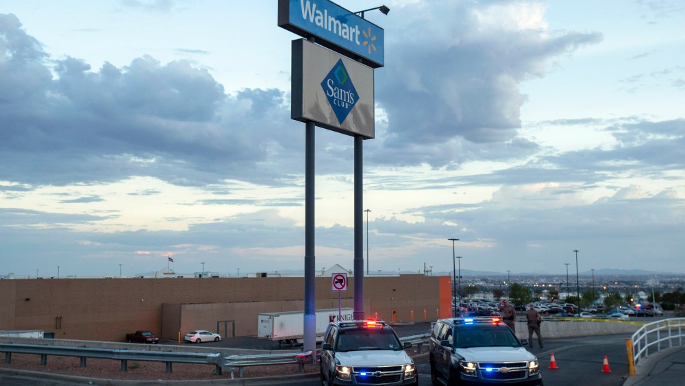 Texas state police cars block the access to the Walmart store in the aftermath of a mass shooting in El Paso, Texas, . Multiple people were killed and one person was in custody after a shooter went on a rampage at a shopping mall, police in the Texas border town of El Paso saidTexas Mall Shooting, El Paso, USA - 03 Aug 2019