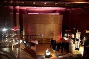 The drum-like main set at Steven SebringÕs studio. When he shoots, the sliding doors are closed.