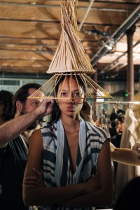 Backstage at Issey Miyake RTW Spring 2020