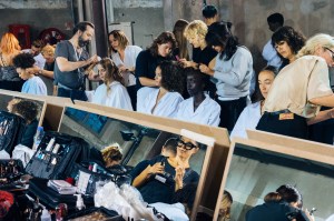Backstage at Issey Miyake RTW Spring 2020