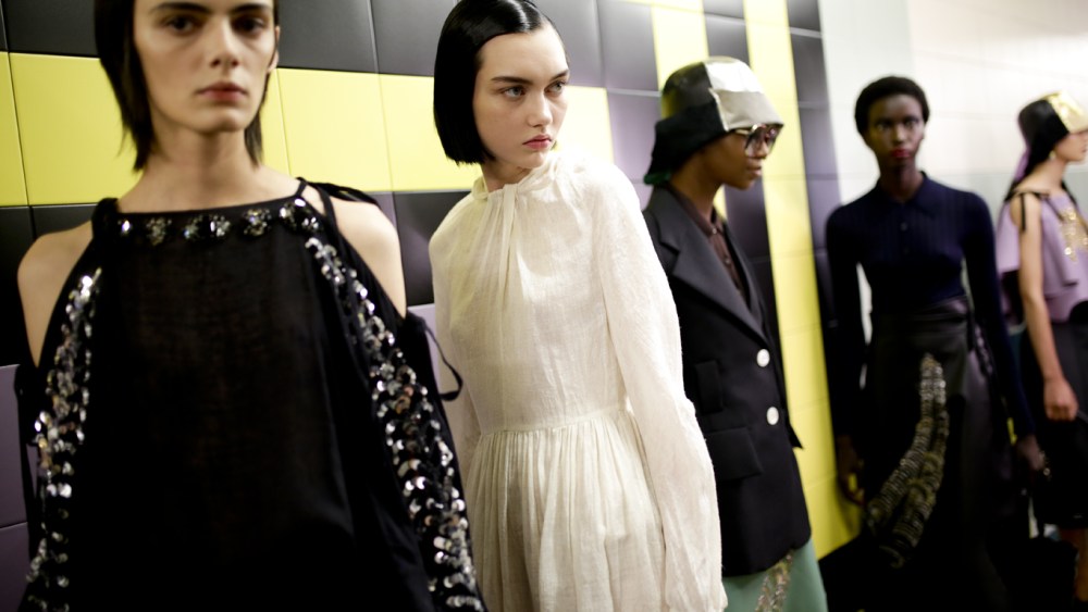 Backstage at Prada RTW Spring 2020