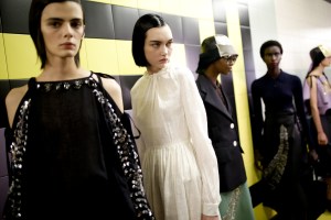 Backstage at Prada RTW Spring 2020