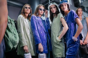 Backstage at Emporio Armani RTW Spring 2020.