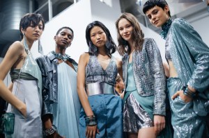 Backstage at Emporio Armani RTW Spring 2020.