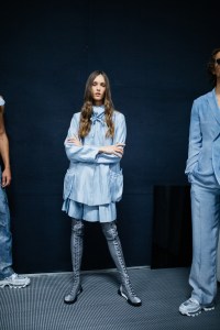 Backstage at Emporio Armani RTW Spring 2020.