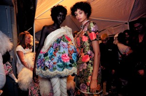 Backstage at Richard Quinn RTW Spring 2020