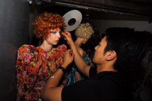 Backstage at Richard Quinn RTW Spring 2020
