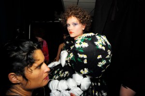 Backstage at Richard Quinn RTW Spring 2020