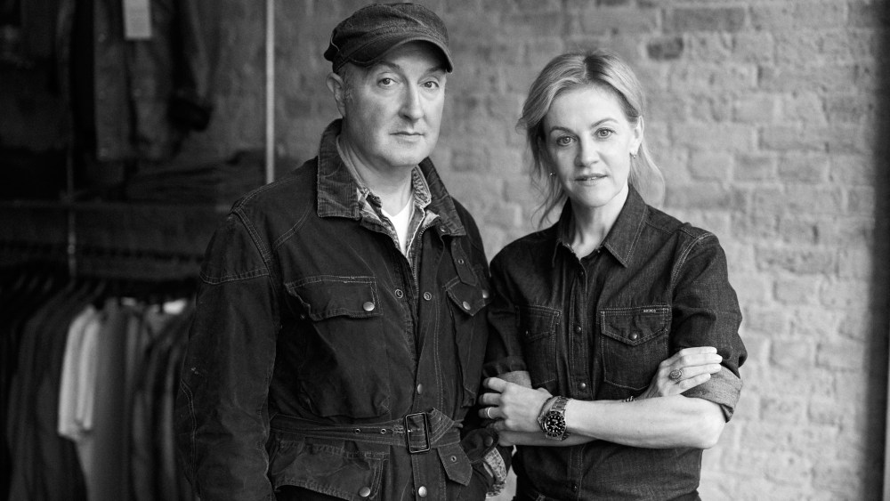 Belstaff chief executive officer Helen Wright and creative director Sean Lehnhardt-Moore.