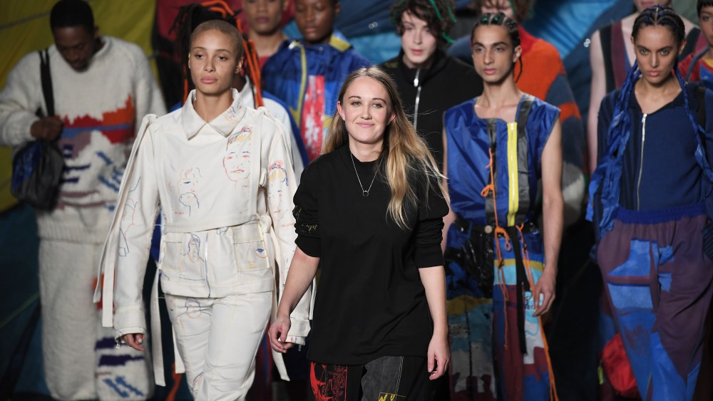 Fashion designer Bethany Williams on the catwalkBethany Williams show, Runway, Fall Winter 2019, London Fashion Week, UK - 19 Feb 2019