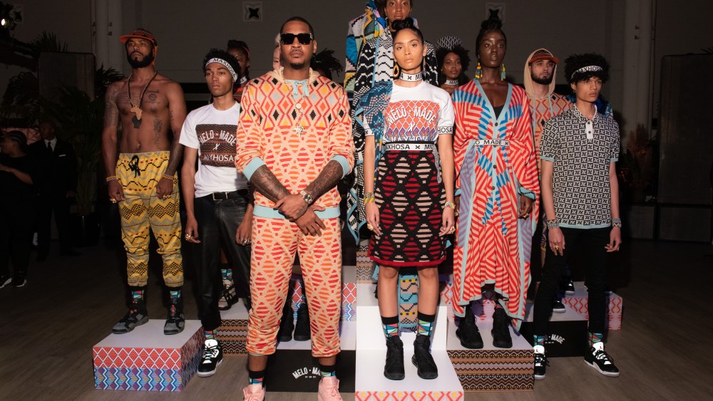Carmelo Anthony with his Melo Made collection..