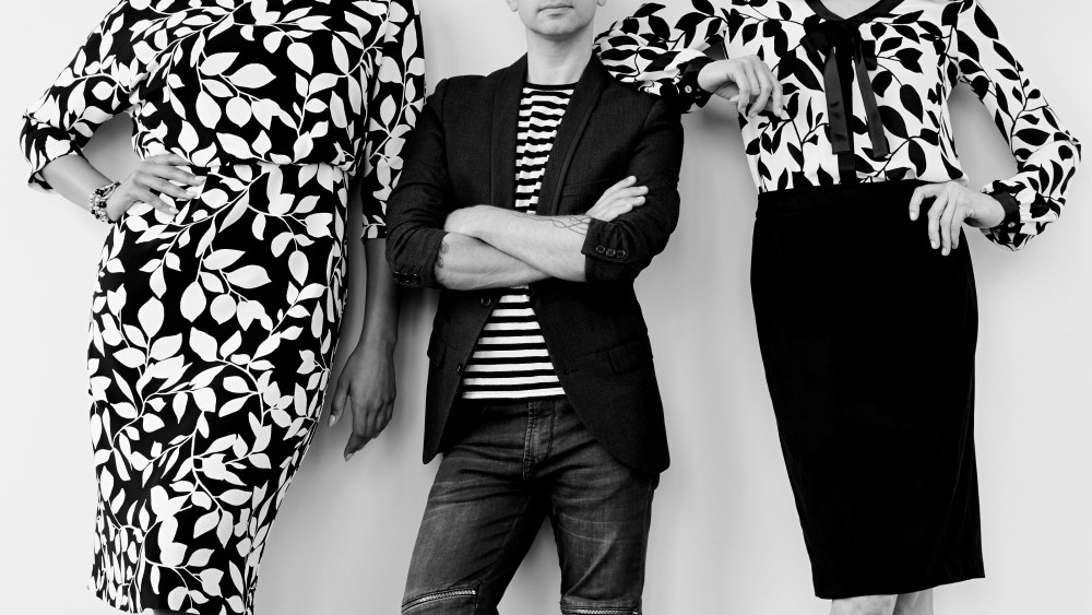 Christian Siriano with models in looks from his J. Jill line.