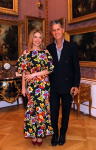 LONDON, ENGLAND - SEPTEMBER 16: Martina Mondadori (L) and Stefano Tonchi attend the launch of Cabana x Carolina Herrera Tabletop collaboration at the The Wallace Collection on September 16, 2019 in London, England. Pic credit: Dave Benett