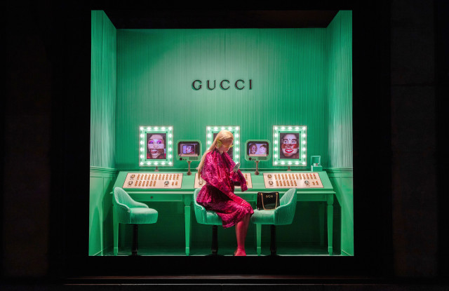 The Gucci windows at Saks.
