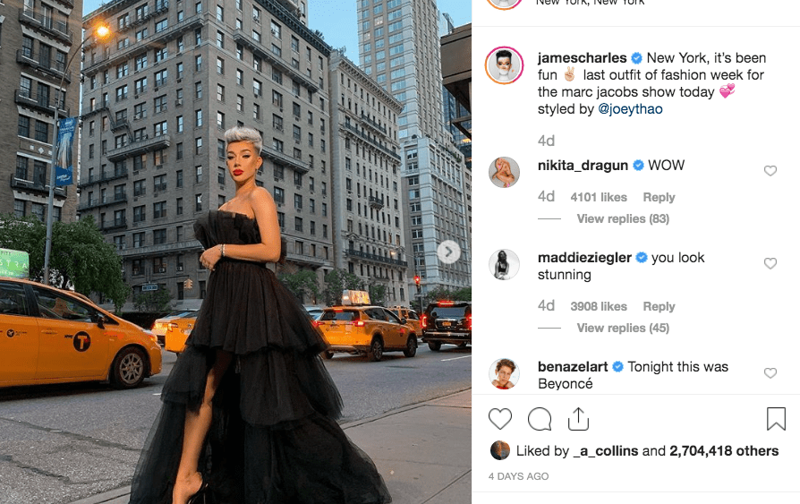 James Charles NYFW influencer