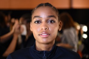 "We're doing an Eighties eye, dusting the lid with a beautiful shimmer, almost a water-effect," said Diane Kendal for Shiseido of the taupe, young Lady Diana Spencer-inspired look she created. Ñ Ellen Thomas