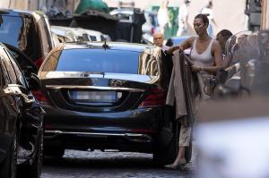 US model Karlie Kloss arrives at a hotel before attending the wedding ceremony of fashion designer Misha Nonoo and businessman Michael Hess at Villa Aurelia in Rome, Italy, 20 September 2019.
Misha Nonoo and Michael Hess Wedding, Rome, Italy - 20 Sep 2019