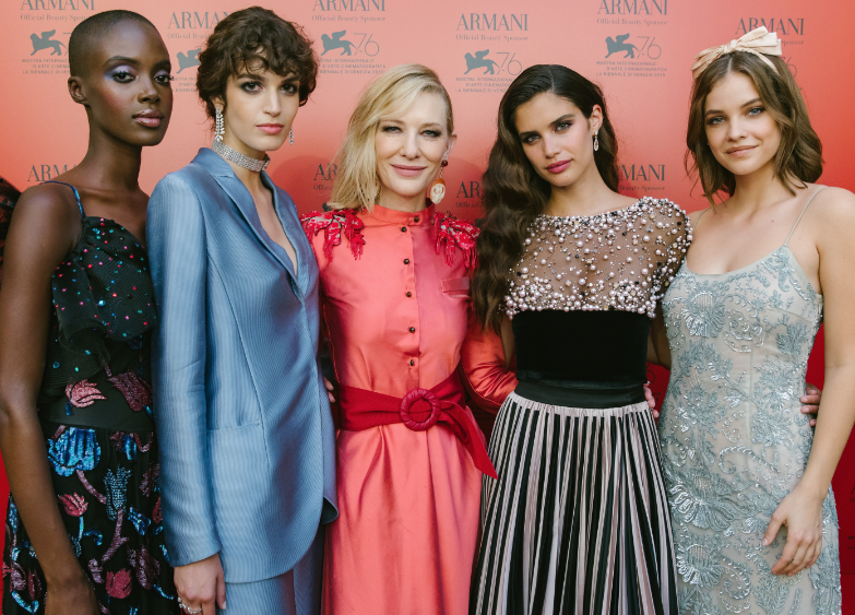 Armani Beauty faces Madisin Rian, Greta Ferro, Cate Blanchett, Sara Sampaio and Barbara Palvin in Venice.
