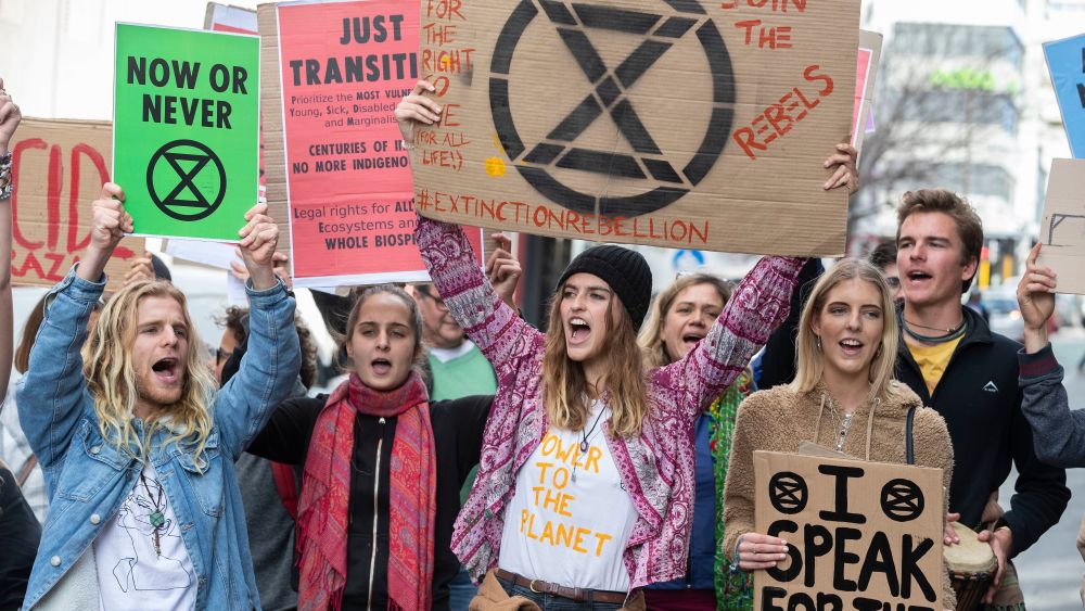 Environmentalists in support of Extinction Rebellion environmental group protest to bring awareness to the mass fires burning in the Amazon rain forest and calling for the resignation of Brazilian president Jair Bolsonaro outside the Brazilian consulate in Cape Town, South Africa, 27 August 2019. The activists protested outside the Brazil consulate to bring awareness to the damage being done and the effect it will have globally by the massive fires raging through the Amazon rain forest. They called for climate justice, accountability of the Brazilian government and for companies implicated to take responsibility for their part in destroying the Amazon rain forest. Numerous protests have been staged around the world in other Brazilian embassies to highlight this growing concern.Cape Town Brazil consulate Amazon protest, South Africa - 27 Aug 2019