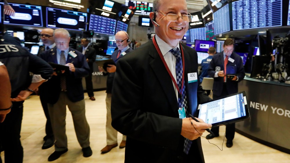 Trader Gordon Charlop smiles as he works on the floor of the New York Stock Exchange, . Stocks are opening higher on Wall Street following big gains in Asia as Hong Kong's government withdrew a controversial extradition law that set off three months of protests thereFinancial Markets Wall Street, New York, USA - 04 Sep 2019