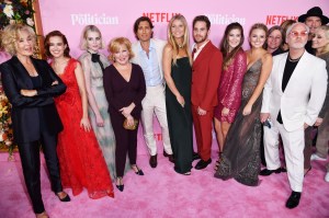 Jessica Lange, Zoey Deutch, Lucy Boynton, Bette Midler, Brad Falchuk, Gwyneth Paltrow, Ben Platt, Laura Dreyfuss, Julia Schlaepfer, Cindy Holland, and Ryan Murphy