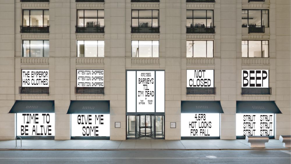A rendering of the new campaign in the windows of Barneys New York's Madison Avenue flagship.