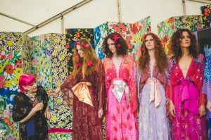 Zandra Rhodes and models at Port Eliot Festival, 2017