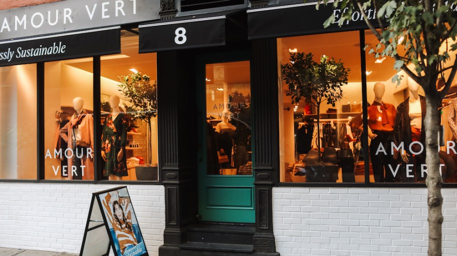 Sustainable fashion brand Amour Vert, which manufactures in California, celebrates its first brick-and-mortar location in New York City.