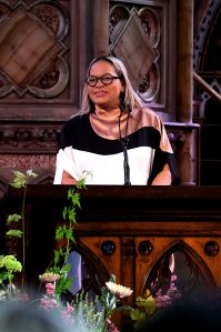 Karen Binns at the memorial service for Joe Casely-Hayford