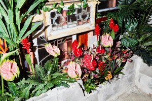 "Gail's Garden," a room in the Nevermore Park installation, features a glowing garden of flowers.
