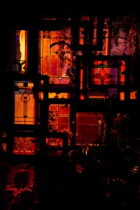 "Gail's Garden," a room in the Nevermore Park installation, features a glowing garden of flowers.