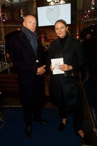 Dylan Jones and Caroline Rush at the memorial service for Joe Casely-Hayford